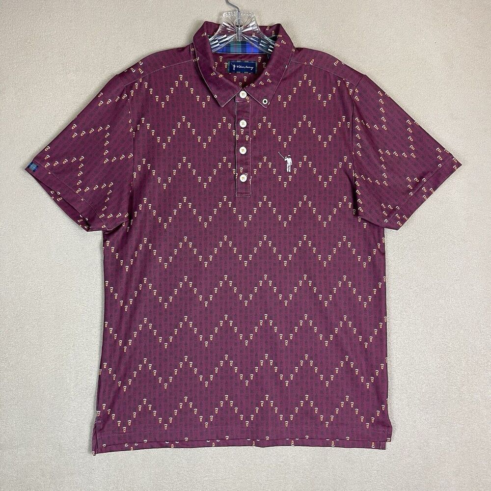 William Murray Polo‎ Shirt Mens Medium Burgundy Red Golf Performance Beer Adult
